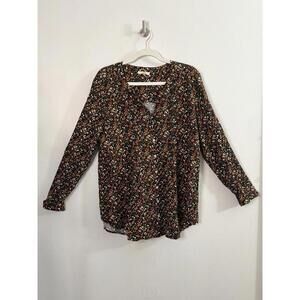Autumn Floral Print Long Sleeve Blouse XL